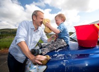 Peter and Paddy Exley save water by using a bucket and sponge instead of a hose | NI Water News